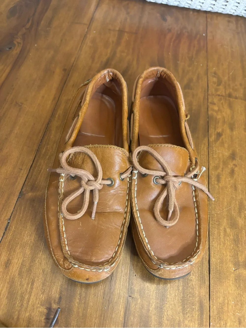 Cole Haan Tan Leather Moc Toe Boat Shoes